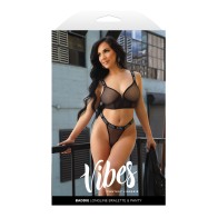 Vibes Baddie Glitter Mesh Bralette and Thong Set for Glamorous Style