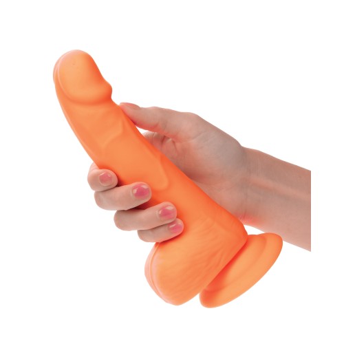 Dildo de Silicona Neón 6 Pulgadas - Naranja