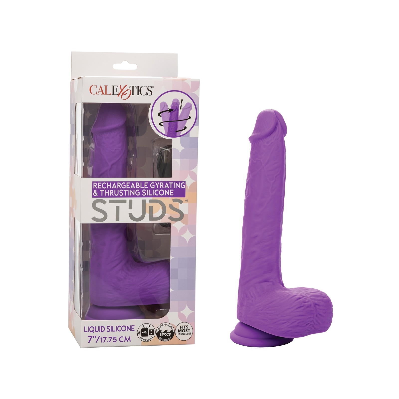 Rechargeable Gyrating & Thrusting Vibrator in Purple