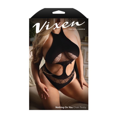 Vixen Seamless Cut-Out Teddy with Chain - Black QN