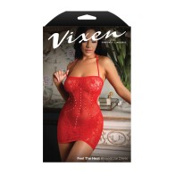 Vixen Feel The Heat Lace Halter Dress Red O/S