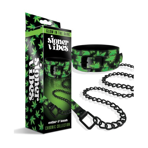 Stoner Vibes Glow in the Dark Collar and Leash