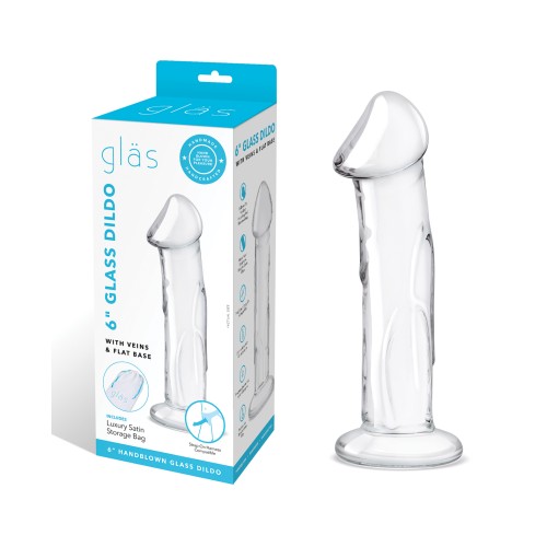 Dildo de 6" Glas con Venas y Base Plana