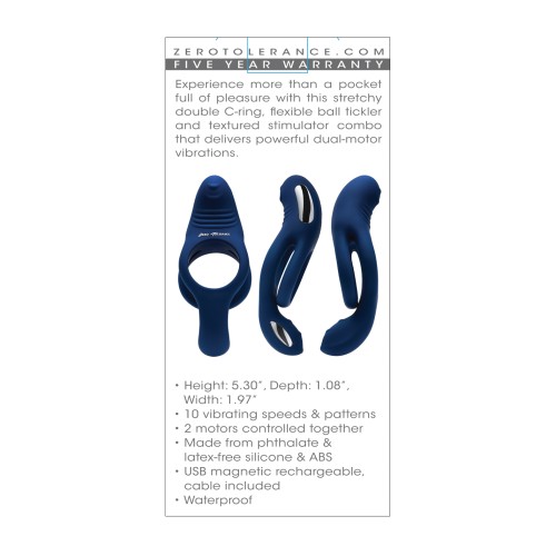 Anillo Zero Tolerance Vibrador Azul