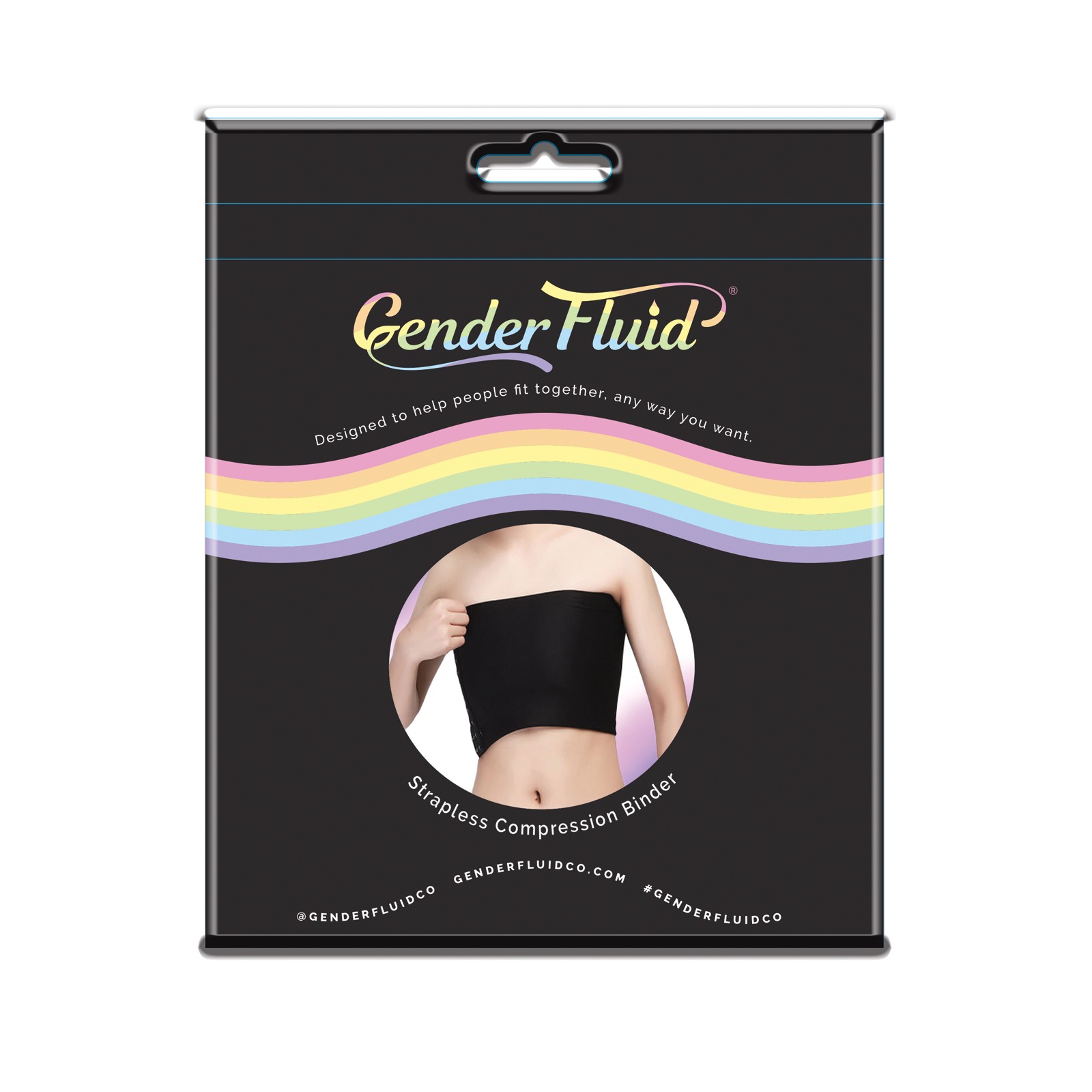 Gender Fluid Strapless Chest Compression Binder - L Black