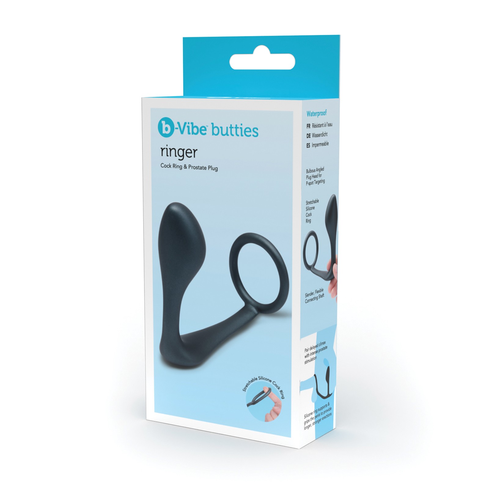 Anillo de Pene y Plug Prostático b-Vibe Butties - Negro