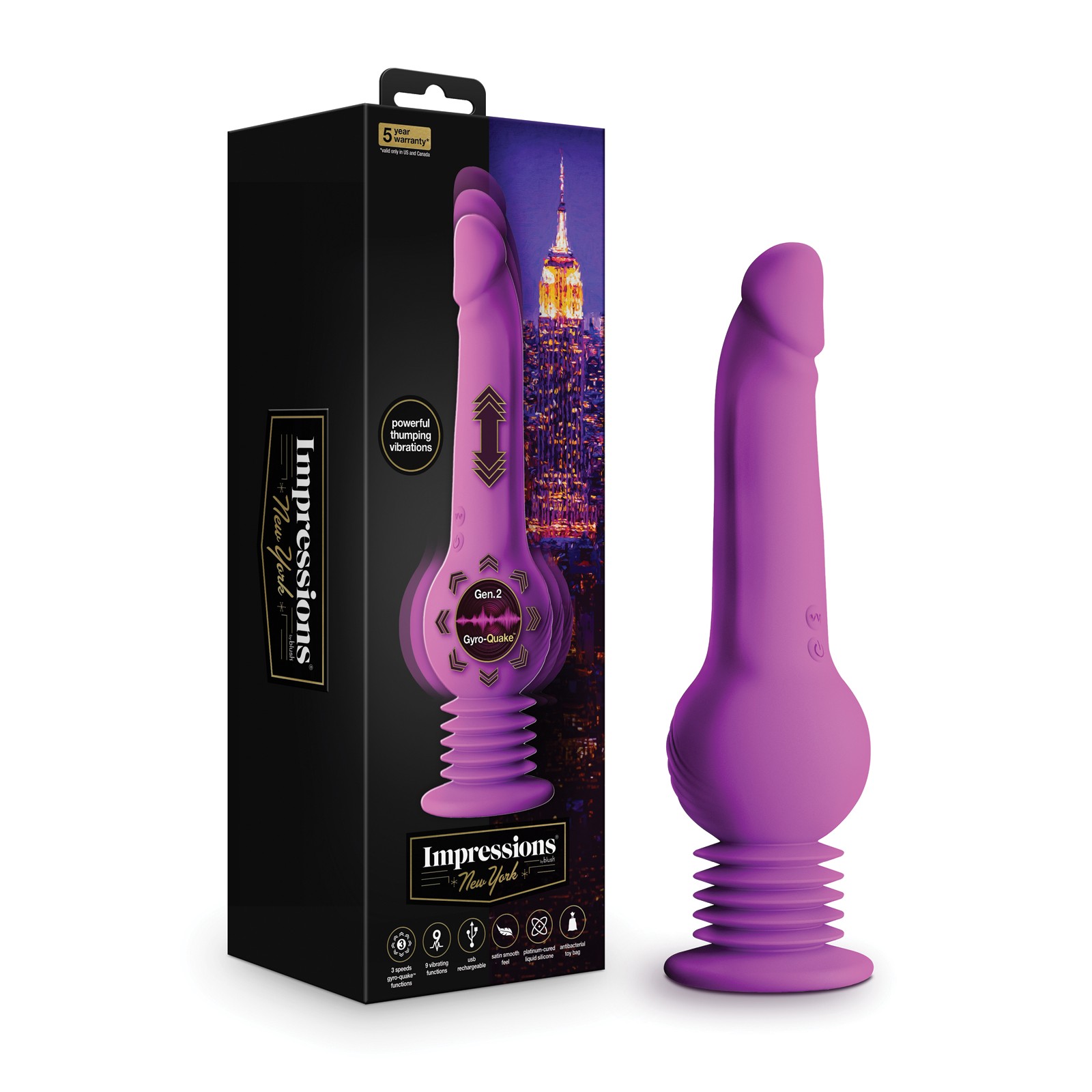 Dildo Gyro Quake New York Púrpura - Blush Impressions