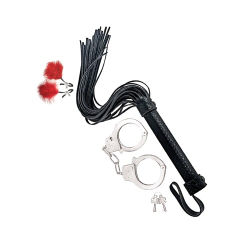 Nasstoys Whip and Cuff Bondage Set Red