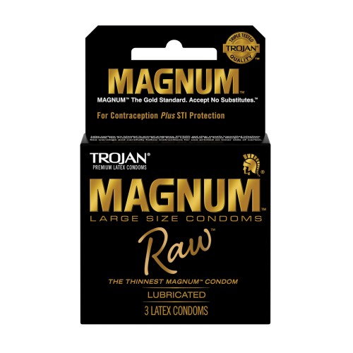 Condones Trojan Magnum Raw Paquete de 3 - Protección Ultra Fina