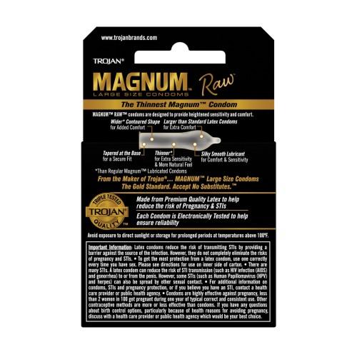 Condones Trojan Magnum Raw Paquete de 3 - Protección Ultra Fina