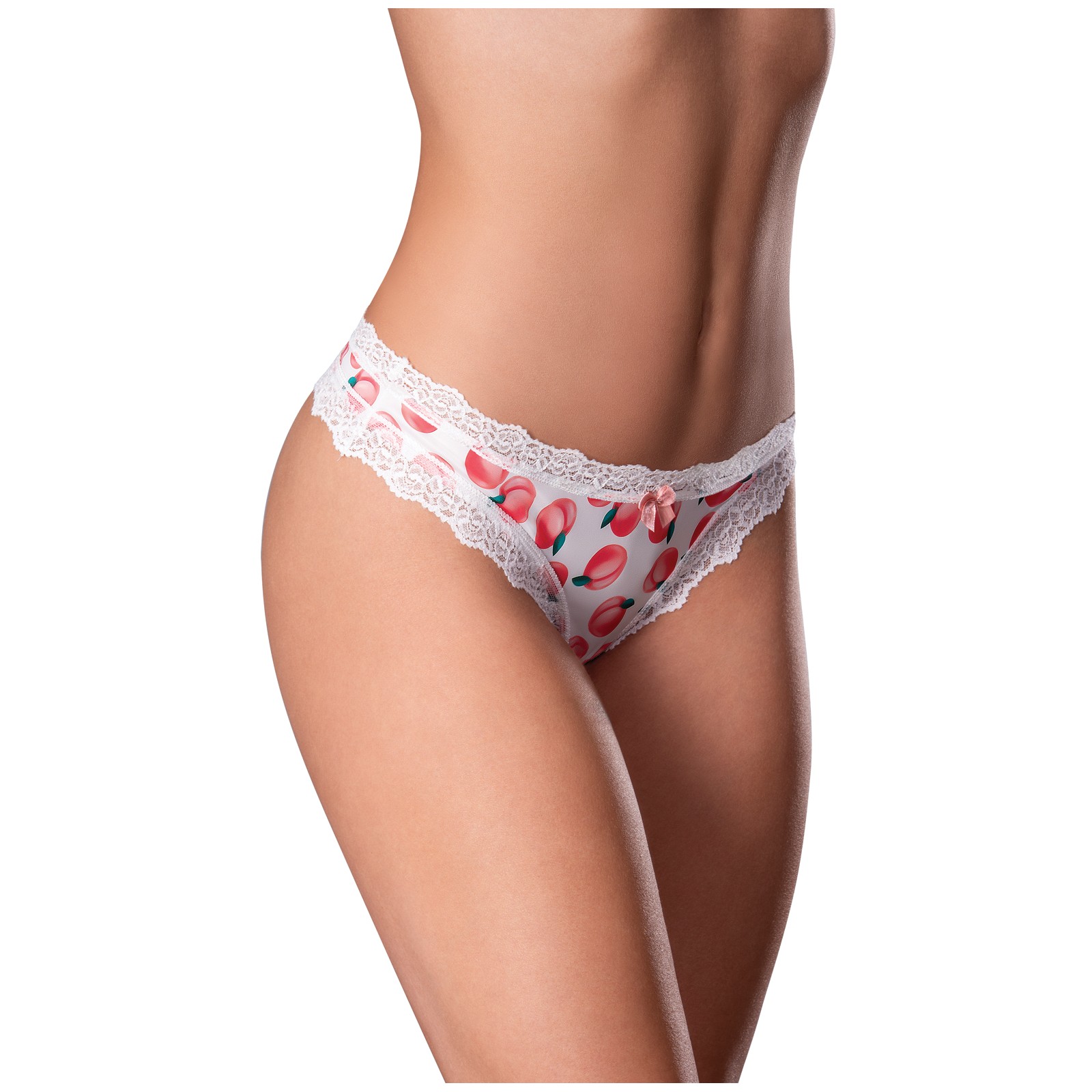 Tanga Crotchless Sweet Treats con Lubricante de Durazno Wicked - Blanca L/XL