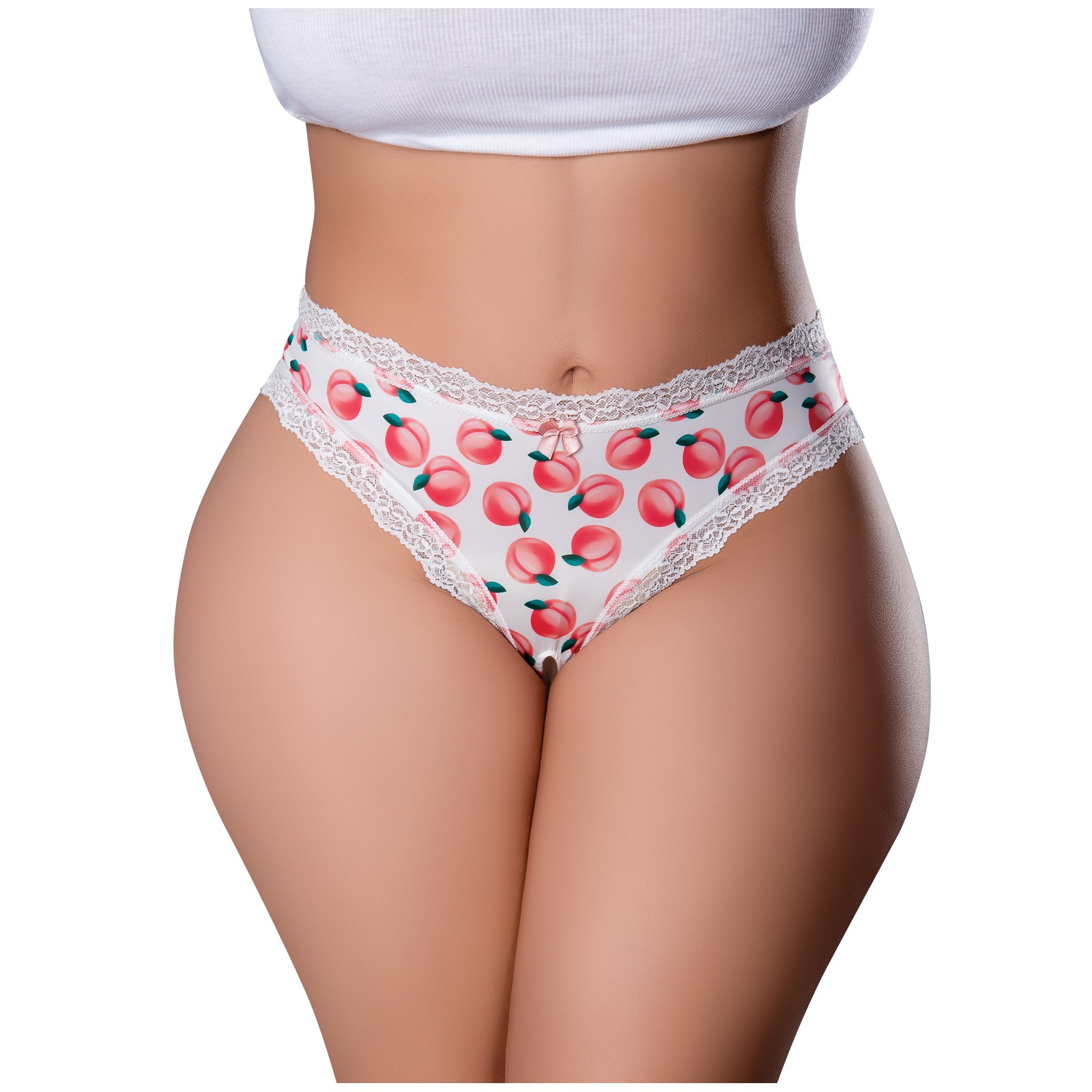 Sweet Treats Crotchless Thong with Peach Lube