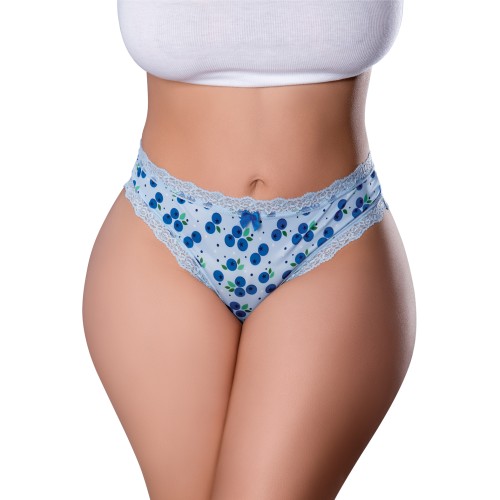 Tanga Sin Entrepierna Sweet Treats Azul QN con Lubricante Comestible