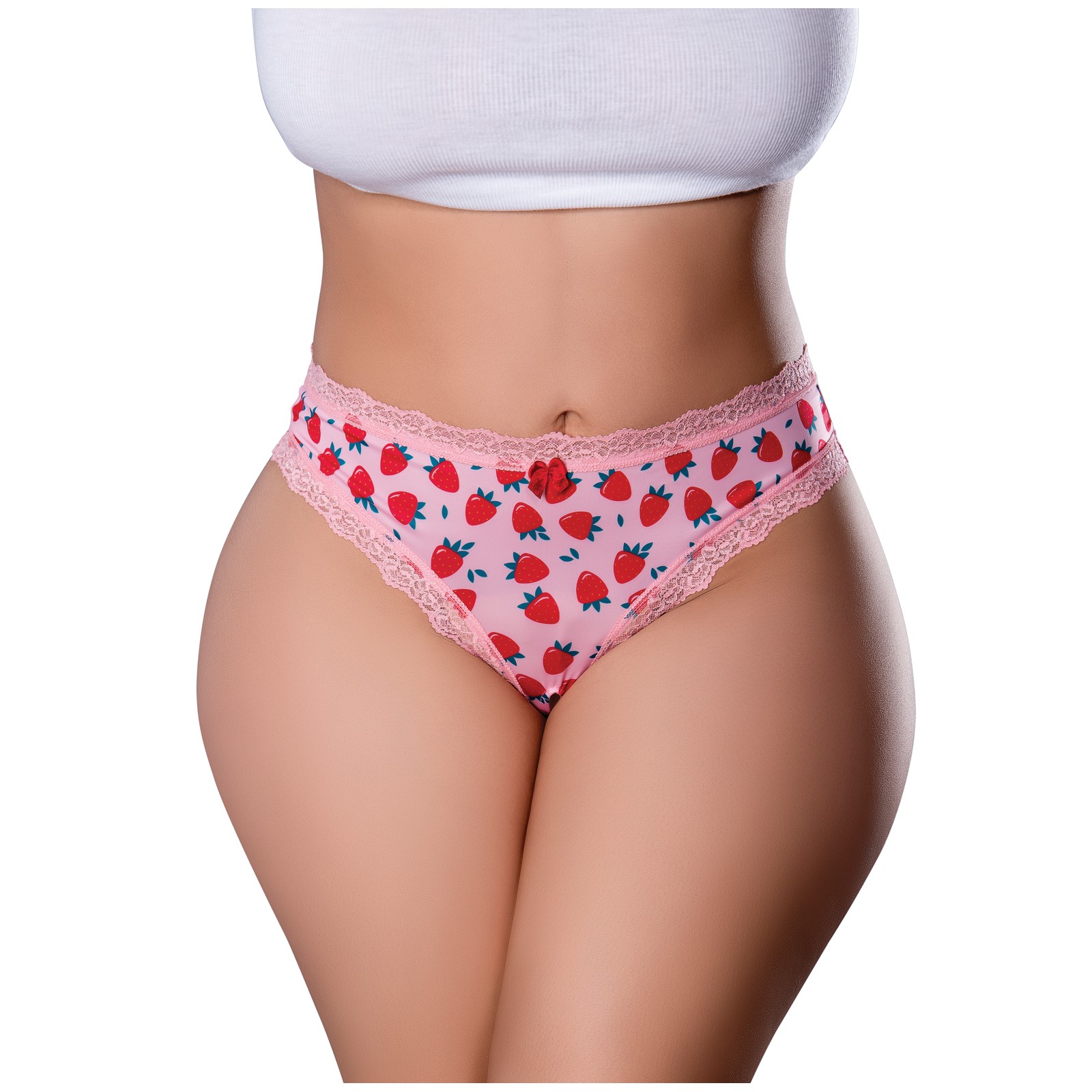 Tanga sin Crotch Sweet Treats con Lubricante Comestible - Rosa QN