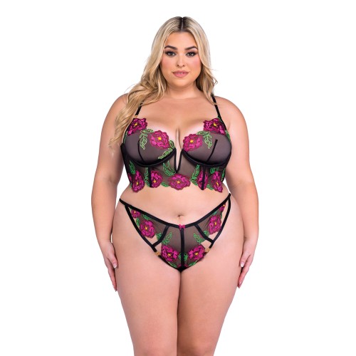 Conjunto de Bralette Plus Size Peony Paradise