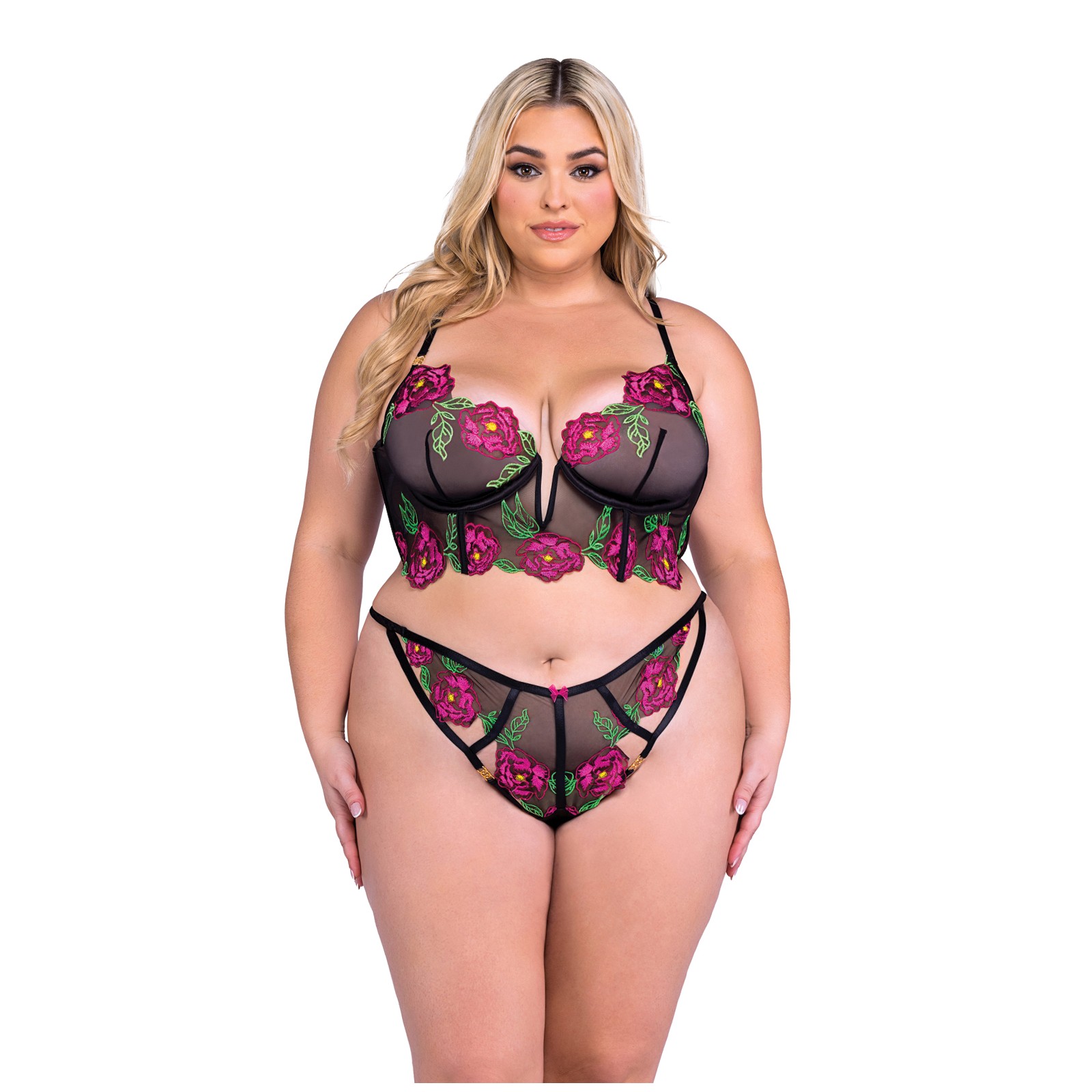 Conjunto de Bralette Plus Size Peony Paradise