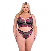 Conjunto de Bralette Plus Size Peony Paradise