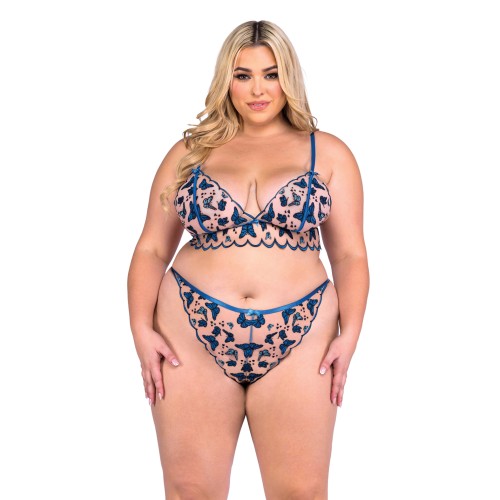 Bralette & Tanga Bordado Butterfly Beauty - Azul