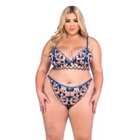 Butterfly Beauty Embroidered Bralette & Panty - Blue