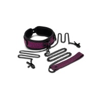 WhipSmart Dragon's Lair Collar Leash Nipple Clips Set