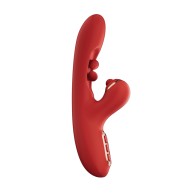 Vibrador G-Spot Tickler con Estimulador Clitoridiano Golpeteante - Rojo