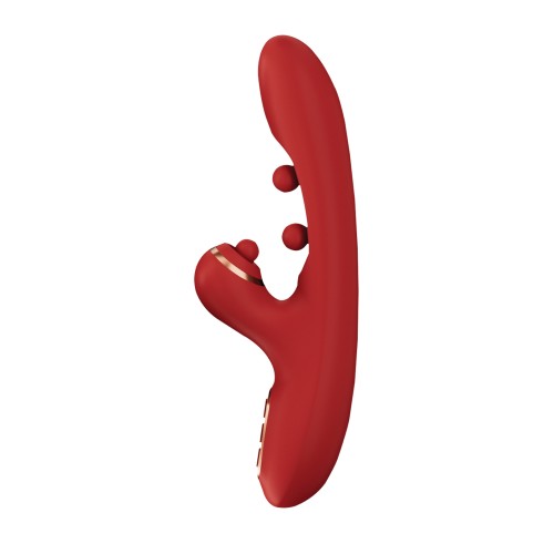 Vibrador G-Spot Tickler con Estimulador Clitoridiano Golpeteante - Rojo