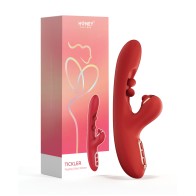 Vibrador G-Spot Tickler con Estimulador Clitoridiano Golpeteante - Rojo