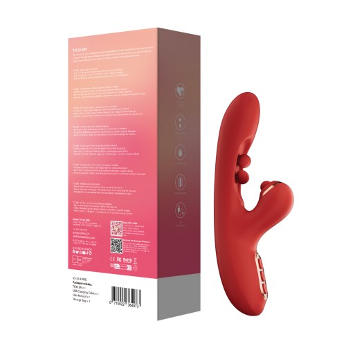 Vibrador G-Spot Tickler con Estimulador Clitoridiano Golpeteante - Rojo