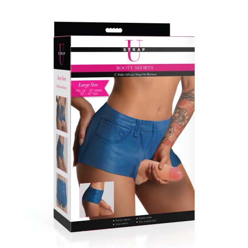 Strap U Shorts Ajustados de Silicona Dildo Strap-On - Grande