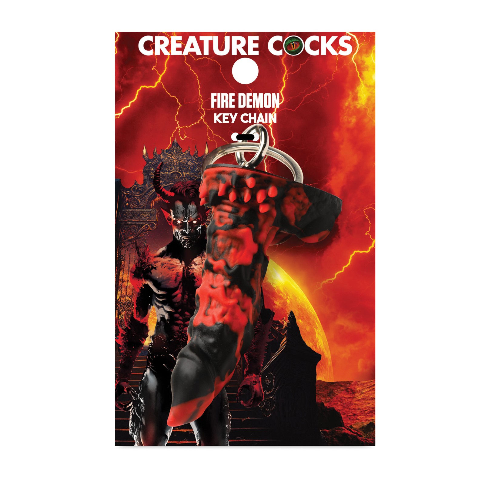 Creature Cocks Fire Demon Keychain - Red/Black