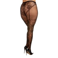 High-Waisted Lace Fishnet Pantyhose for Flattering Style