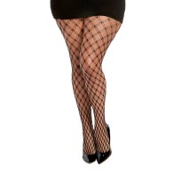 Double Knitted Fence Net Pantyhose Black