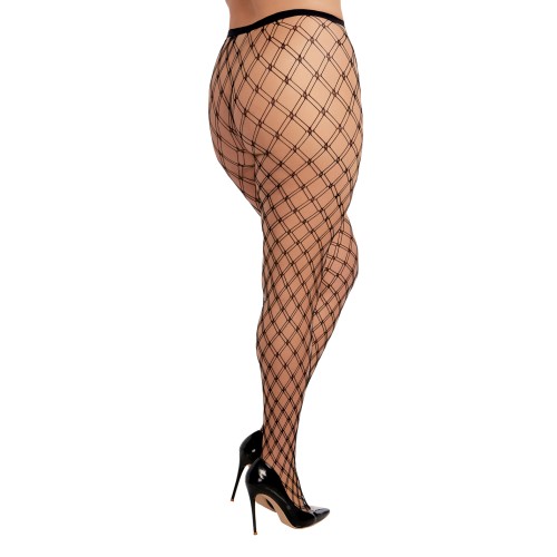 Double Knitted Fence Net Pantyhose Black