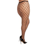 Double Knitted Fence Net Pantyhose Black