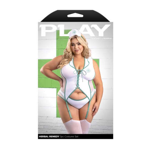 Play Herbal Remedy Gartered Bustier White 1X 2X