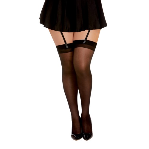 Black Thigh High Stockings with Back Seam