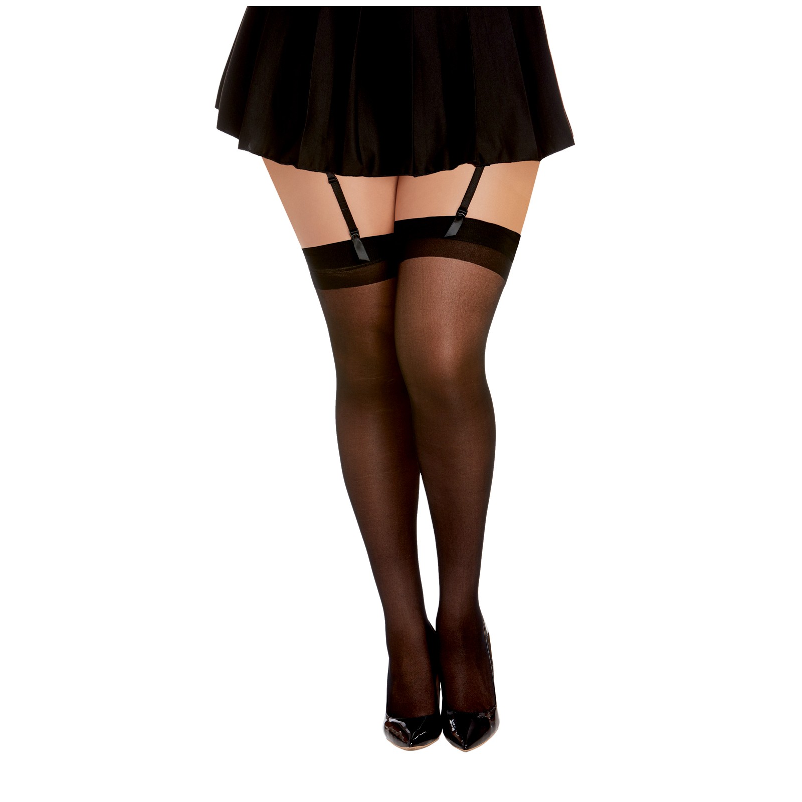 Black Thigh High Stockings with Back Seam