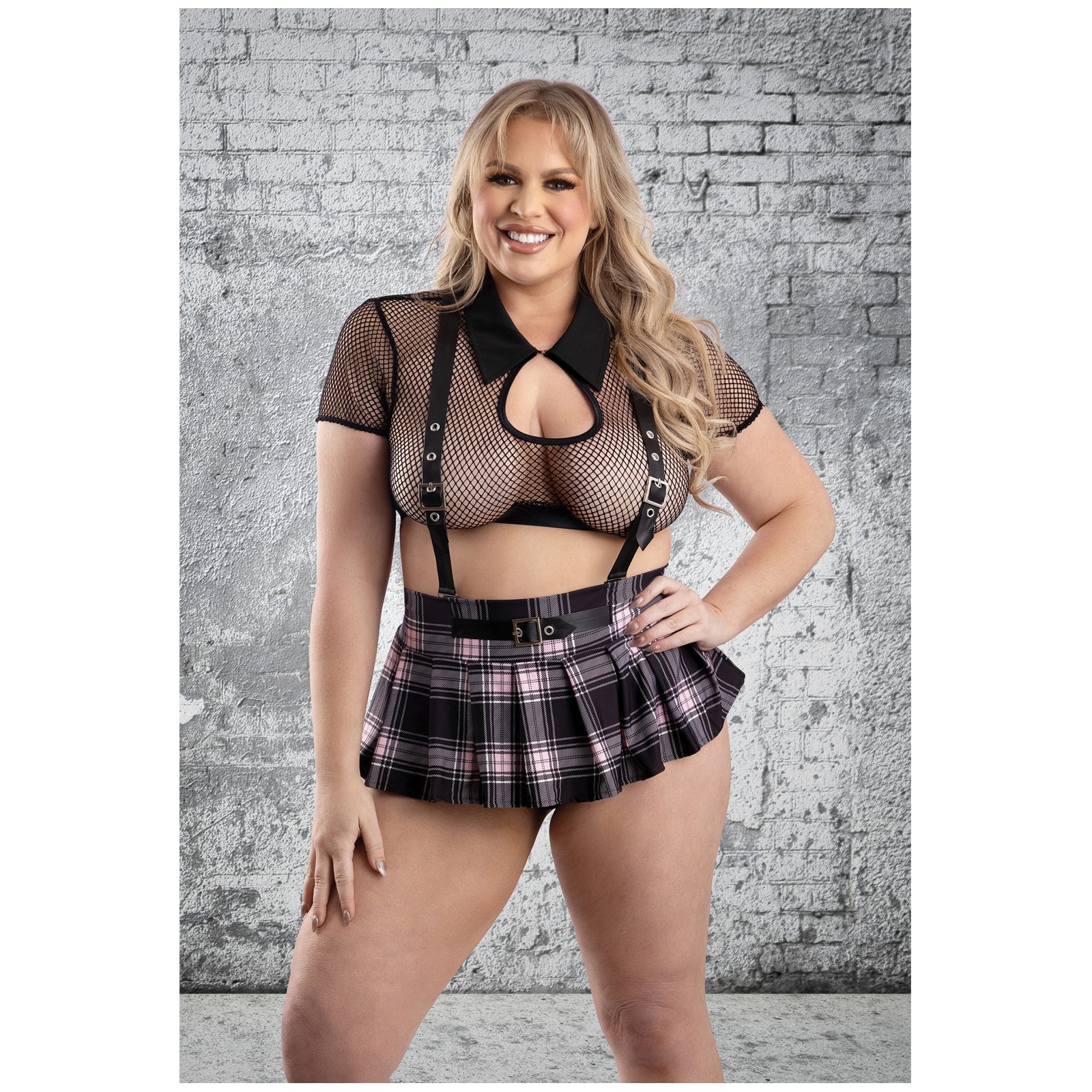 Play Skipping Class Sexy 4 Piece Set Black Pink 1X 2X