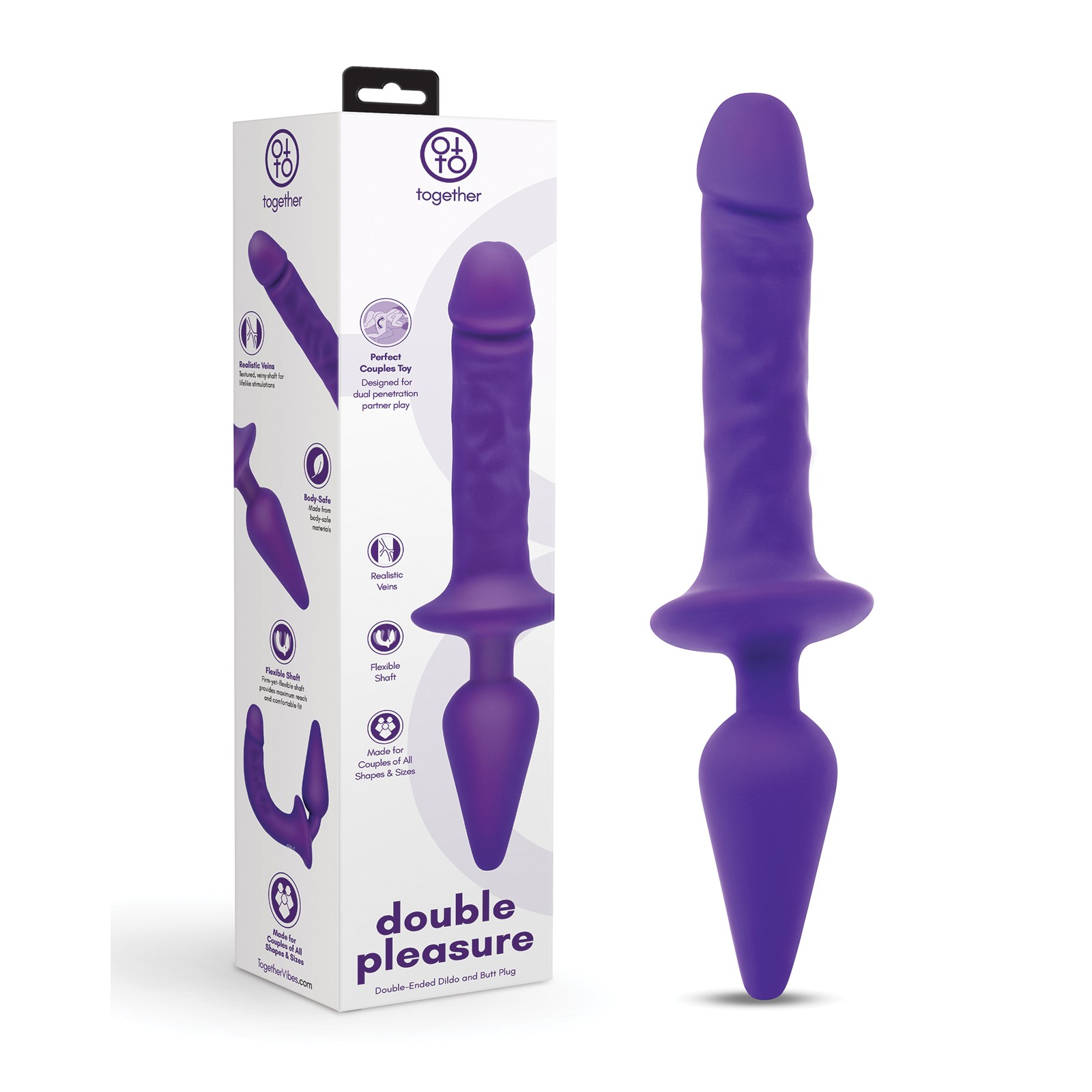 Together Double Pleasure 11 Inch Dildo Purple