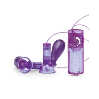 Lux Fetish Vibrating Nipple Suckers with Remote Control - Purple