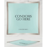 Warm Human Condoms Go Here Trinket Tray - Fun Home Decor