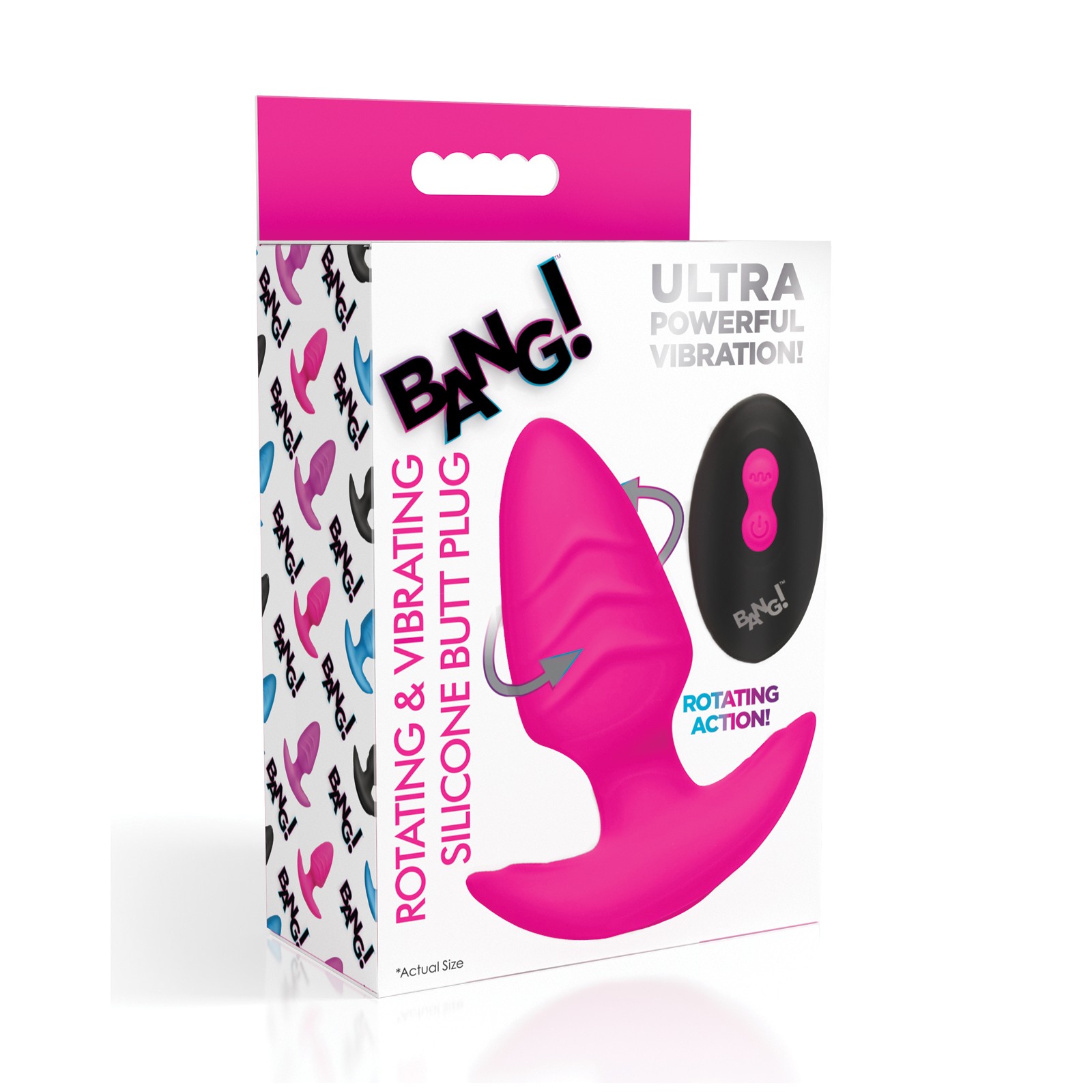 Bang! Rotating & Vibrating Tapered Butt Plug - Pink