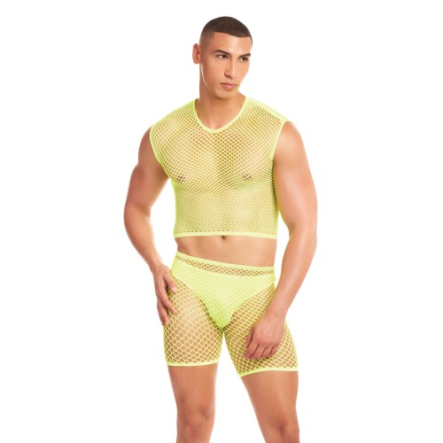 Set de Panty de Malla Rainbow Party Net-Bula en Amarillo