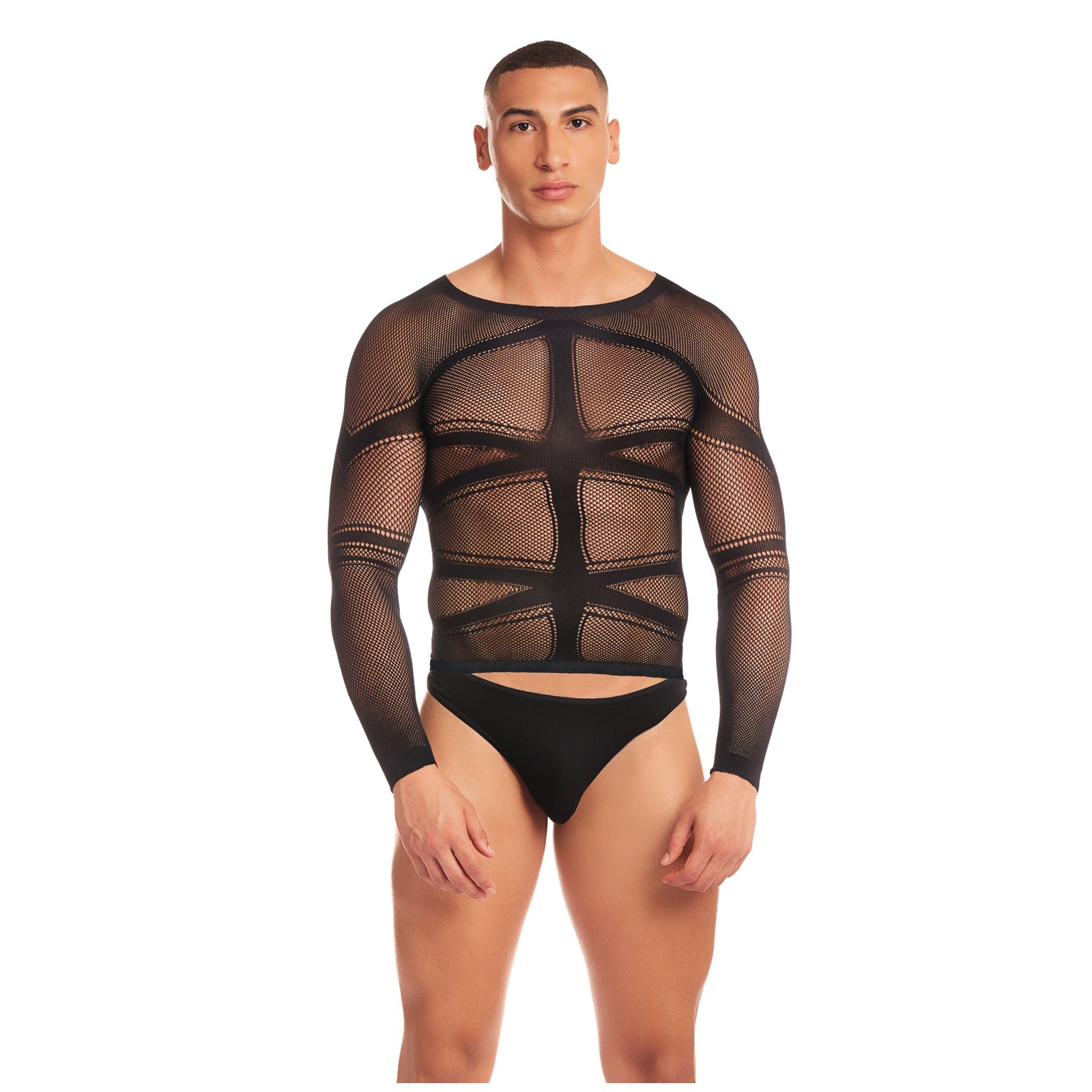 Rainbow Party Cam Boy Mesh Set with Thong Black