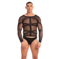 Conjunto de Malla Cam Boy Rainbow con Tanga Negro