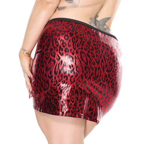 Darque Metallic Wet Look Skirt - Red/Black 1X/2X