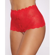 Allure Passion Pearl High Waist Crotchless Red O/S