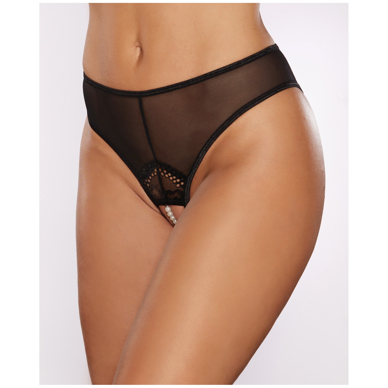 Allure Blushing Crotchless Panty Black