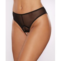 Allure Blushing Crotchless Panty Black