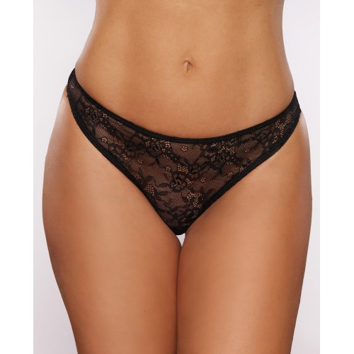 Black Allure Thong with Bow - One Size